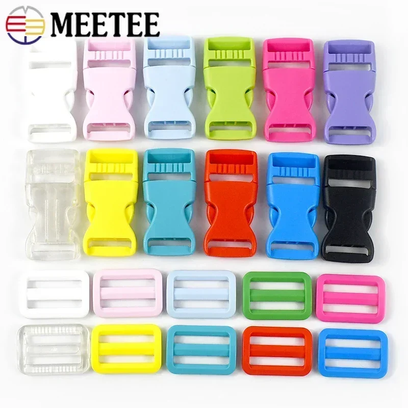 2/5Sets Backpack Buckles for Strap Plastic Release Closure Clasp Tri-Glide Slider Ring Hook Knapsack Belt Loops DIY Accessories