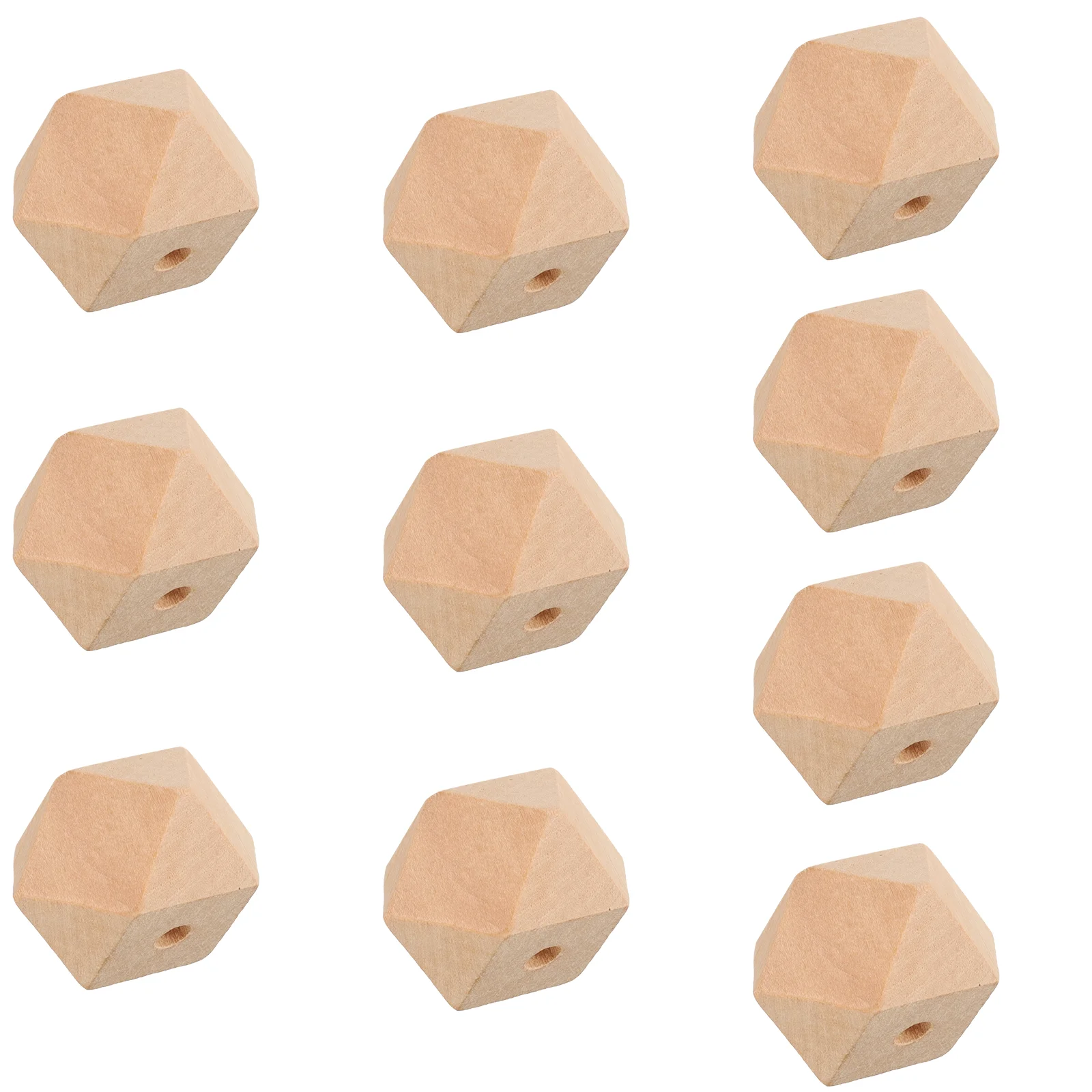 10 Pcs Natural Wooden Triangle Beads Decor Unfinished Geometric Polygons Shape Unpainted