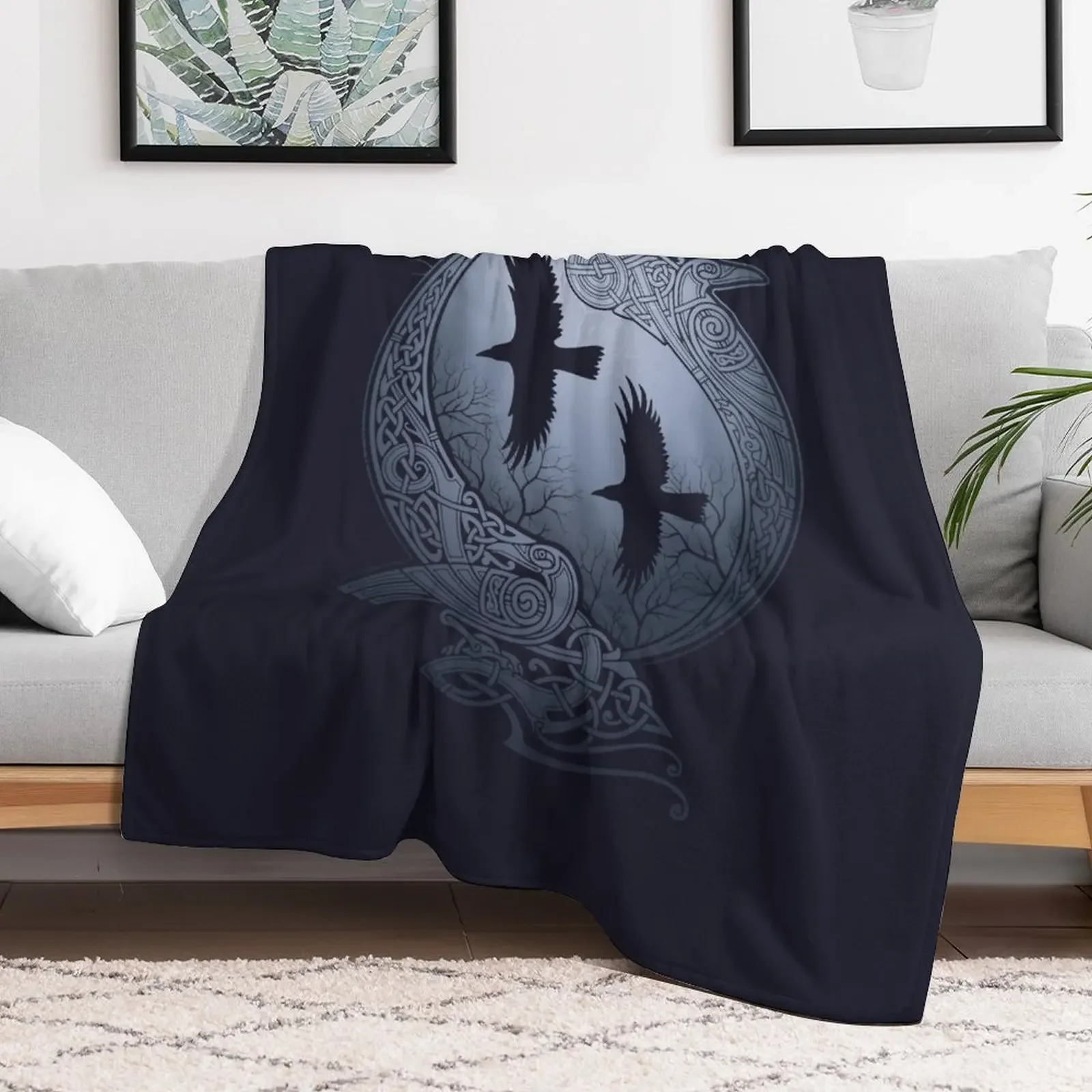 ODIN'S RAVENS Throw Blanket Soft Sherpa Fleece Warm Blanket for Winter