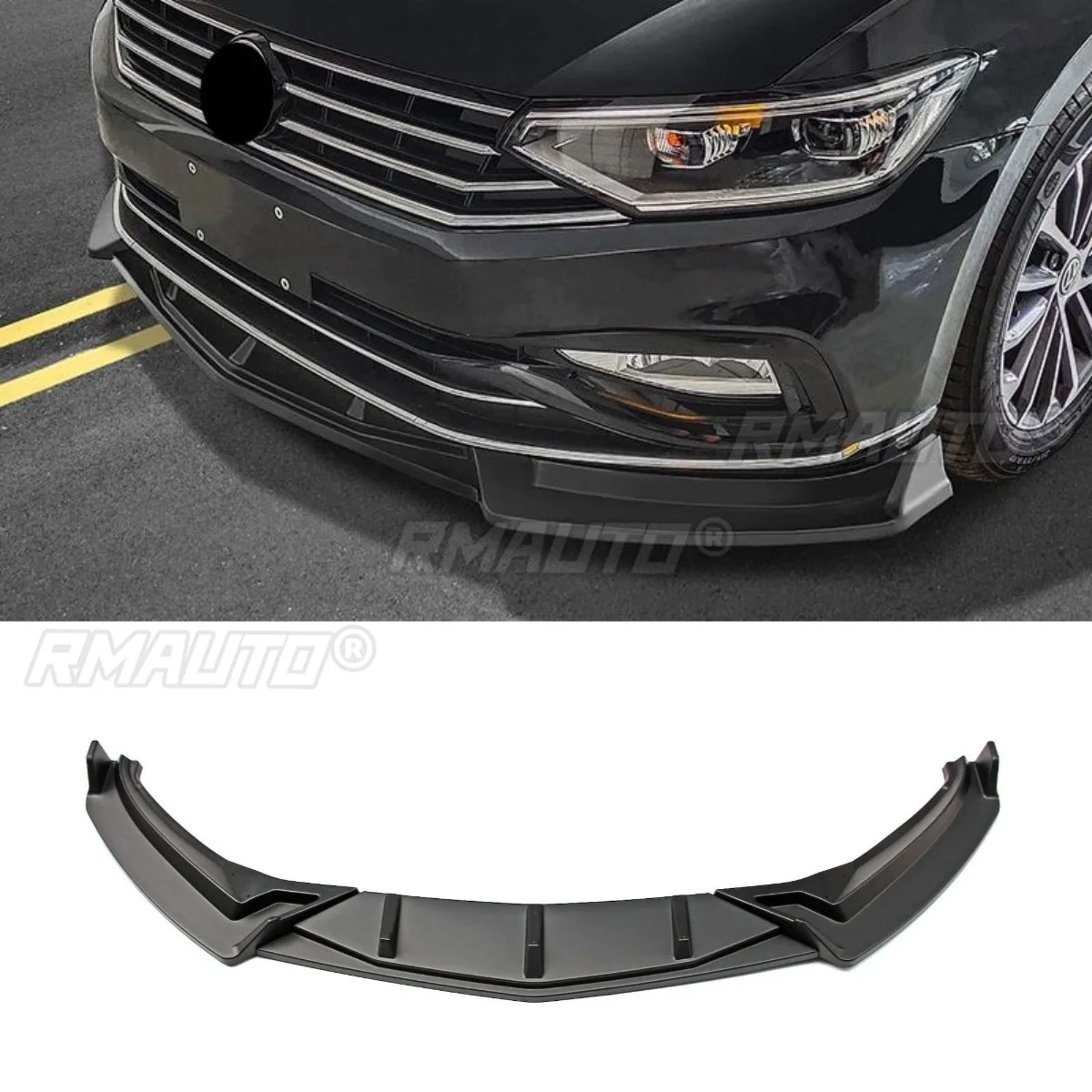Car Front Bumper Lip Diffuser Spoiler Glossy Black Body Kit for Volkswagen Magotan B8 2017-2019 Bumper Guard Car Accessories