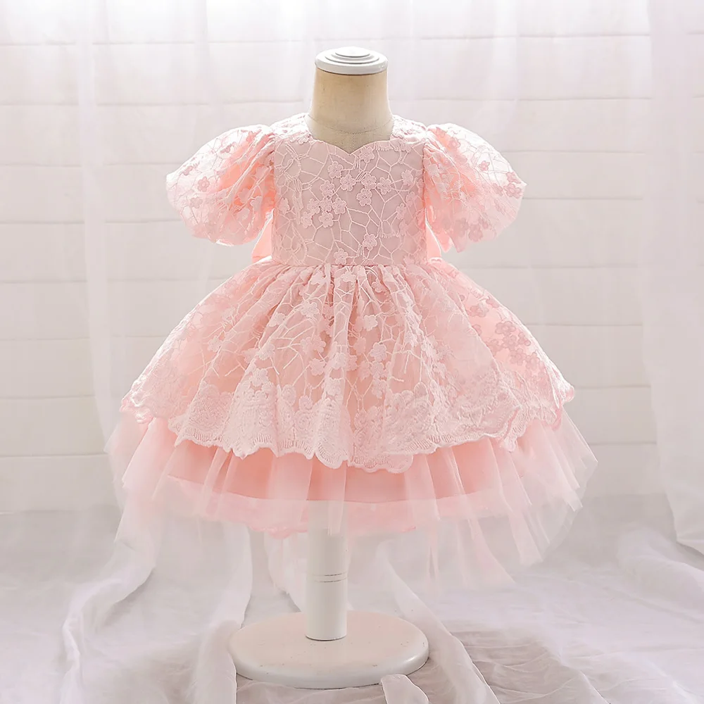 MQATZ Baby Girl Clothes Sequined Bow Layer 1 Year Kids Tutu Newborn Christening Princess Toddler Birthday Children Summer Dress