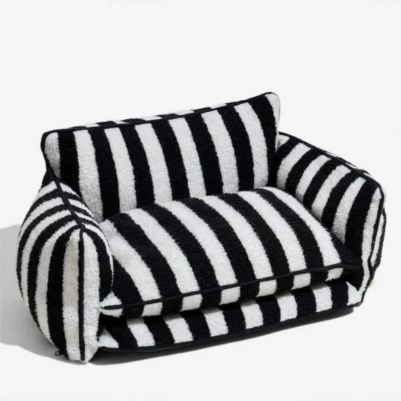 Warming Striped Pet Sofa Can Be Disassembled And Washed For Winter Warmth Comfortable And Deep Sleep Big Dog Sofa Bed Hot Sale