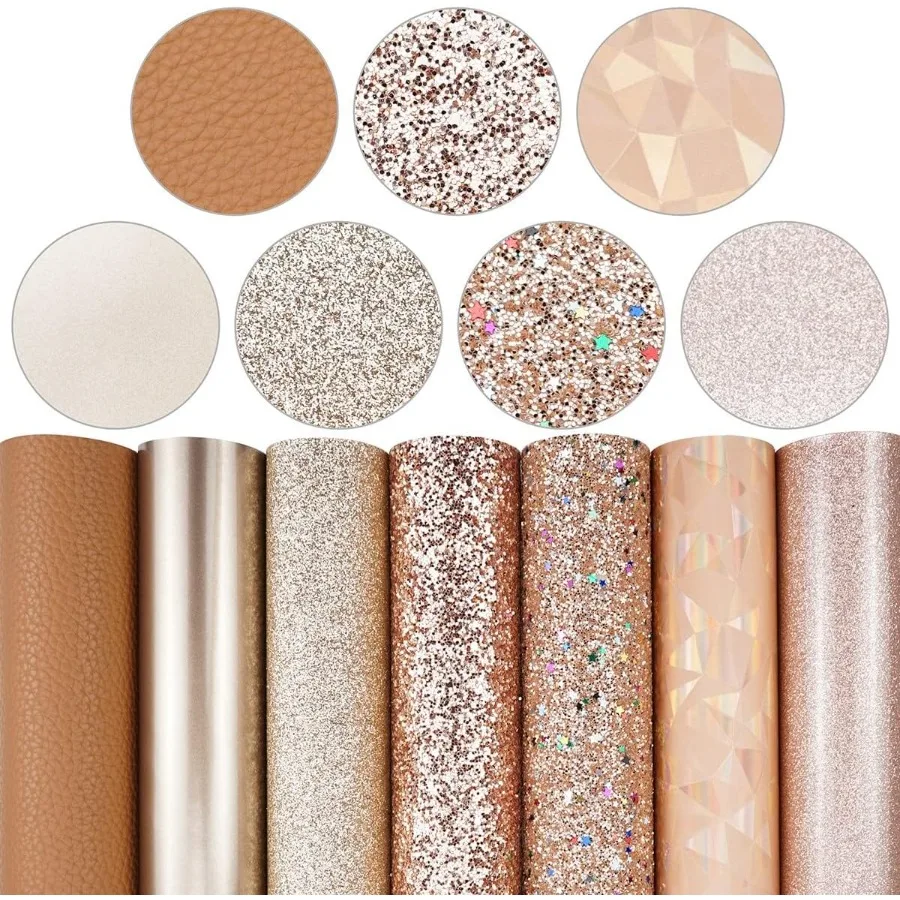 

7 упаковок листов из искусственной кожи размером 8x12 дюймов для изготовления сережек с бантом, легко резать, виниловая ткань, совместимая с машинками Cricut, прочная