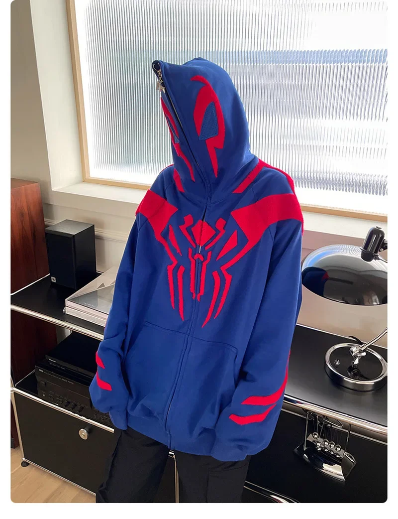 Marvel Spider Man Hoodie Miguel O\'Hara Anime 3d Printing Cosplay Zipper Sweater Casual Outer Cartoon Men Clothing Sweater Gifts