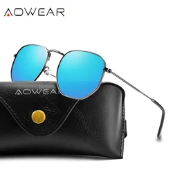 AOWEAR Polarized Polygon Sunglasses Women Luxury Brand Designer Vintage Sun Glasses for Ladies Fashionable Eyewear Gafas De Sol