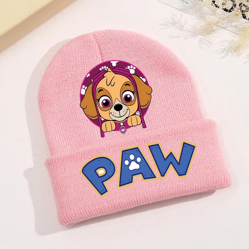 New Paw Patrol Baby Hat Cute Cartoon Printed Knitted Hats Kawaii Boys Girls Warm Beanie Cap Autumn Winter Children Clothing