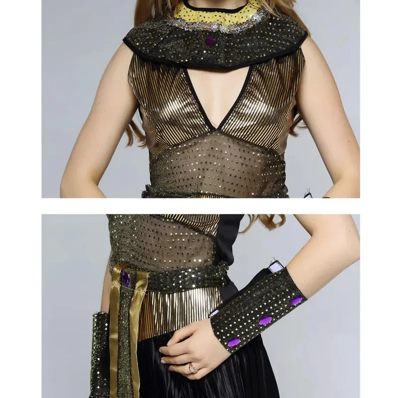 Umorden Famiglia Adulto Bambini Faraone Egiziano Cleopatra Costume Cosplay per Donne Uomini Ragazzi Ragazze Halloween Party Fancy Dress