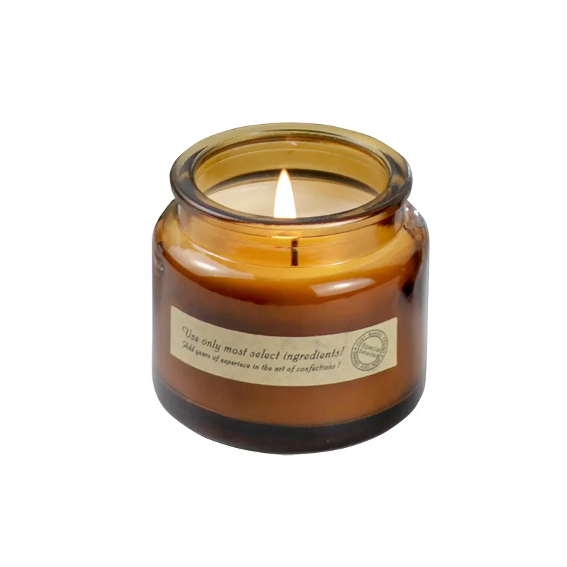Retro brown high temperature resistant handmade scented candle cup with lid DIY empty cup wax container cork glass bottle view 5