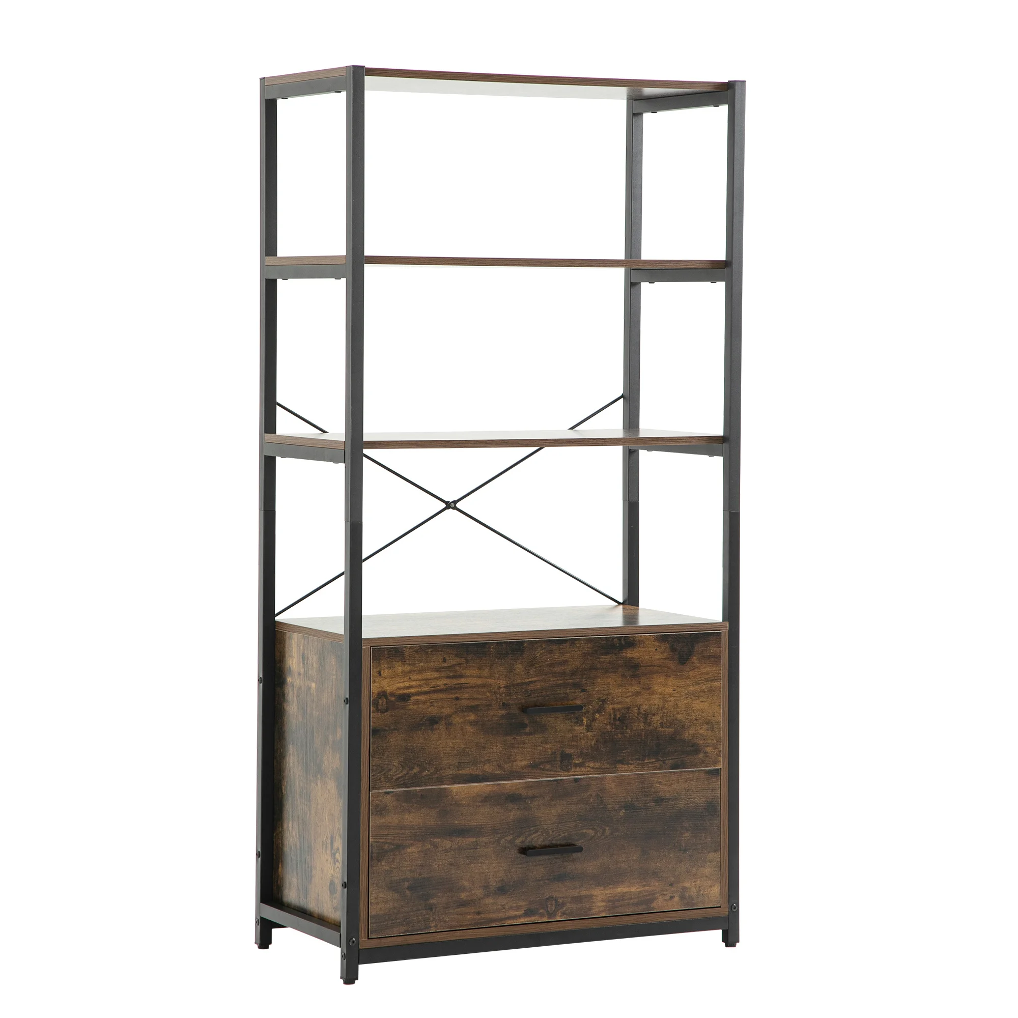 

Industrial Wood Bookcase Retro Bookshelf Storage Display Rack Utility Book Shelf