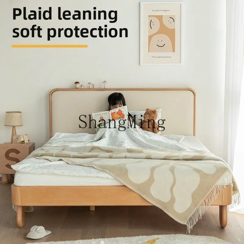 

DHY pure solid wood bed backrest soft bag bed small apartment bedroom single bed