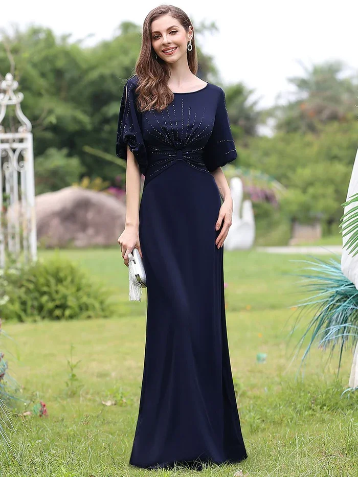 A-line Trendy Round Neck Bodycon  Chiffon Fishtail Evening Dress