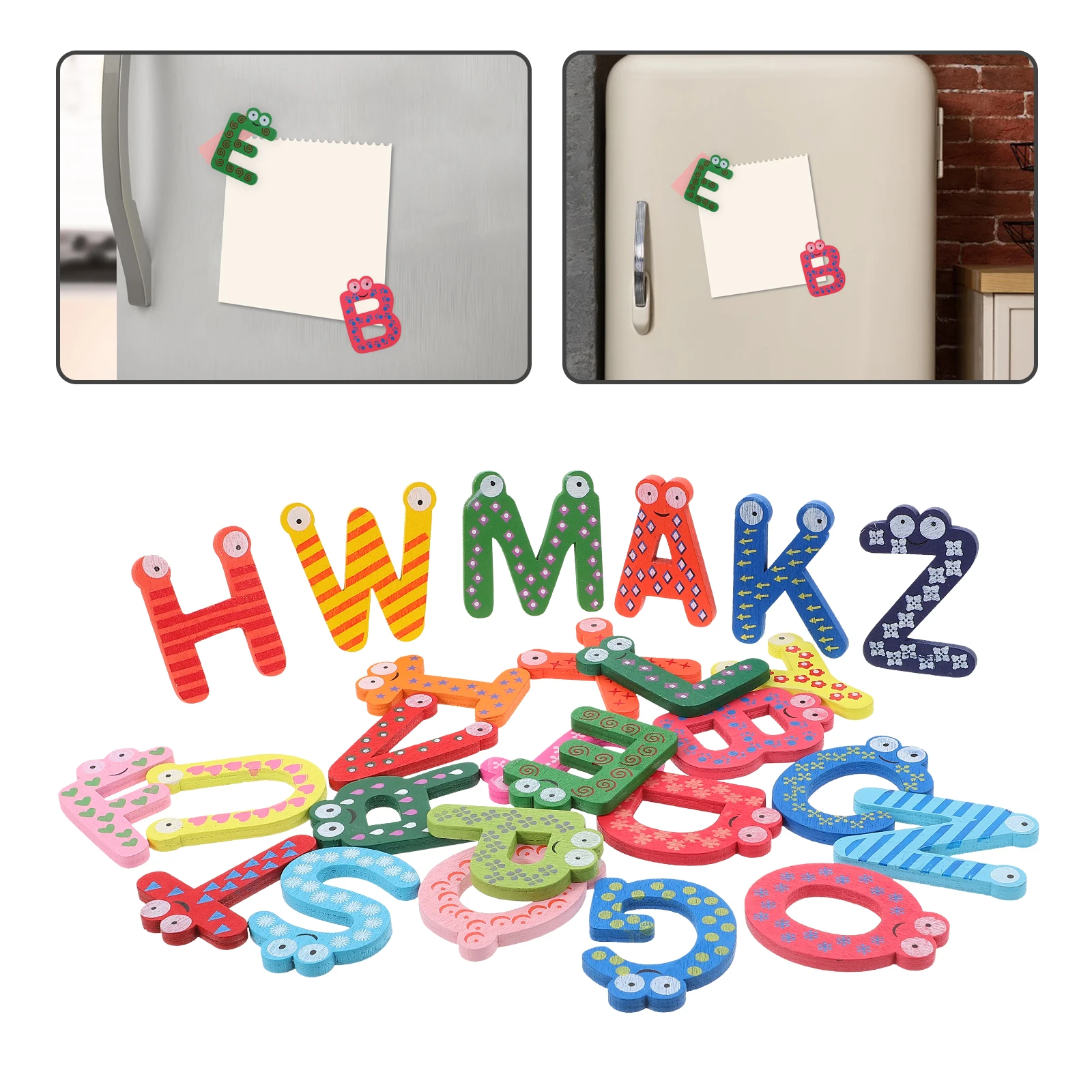 

Wooden Fridge Magnet Cartoon Magnets Alphabet for Number Colorful Magnetic Letters Bamboo