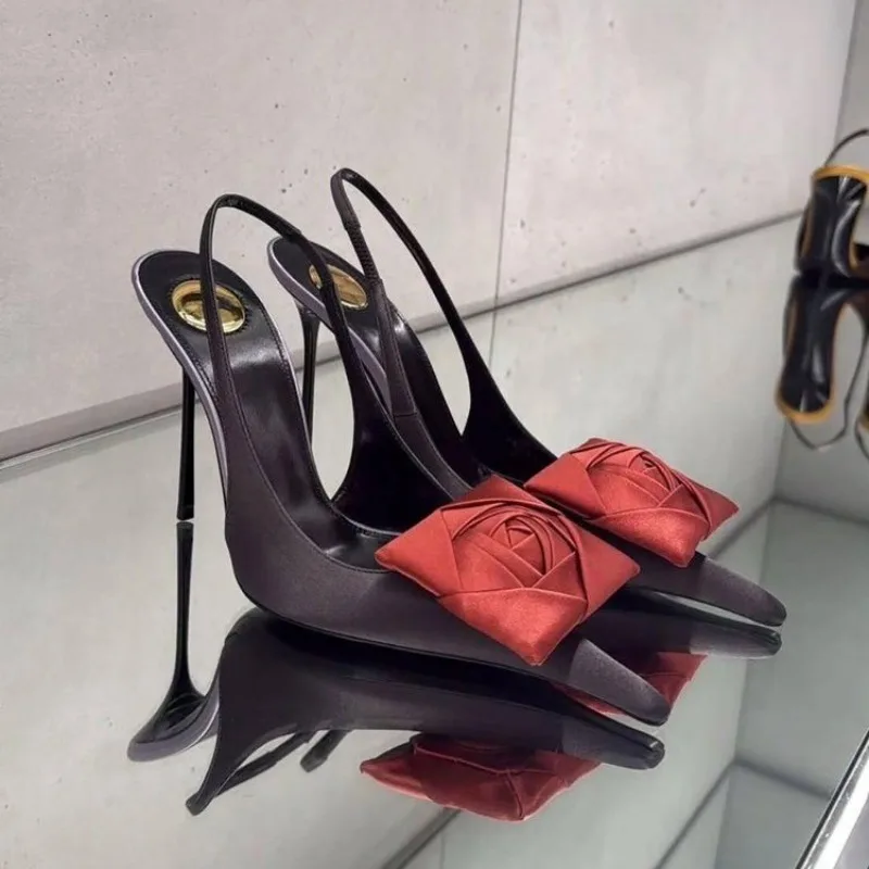 2026 Spring and Summer New Pointed Flower Stiletto Sandals Women's Back Trip Sexy Fashion Trend High Heels image 4
