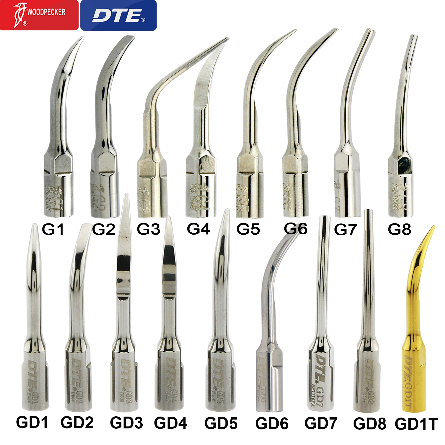 Oryginalny dzięcioł DTE skaler dentystyczny końcówki ultradźwiękowe G1-G8 GD1-GD8 do czyszczenie zębów Fit EMS NSK Satelec Acteon