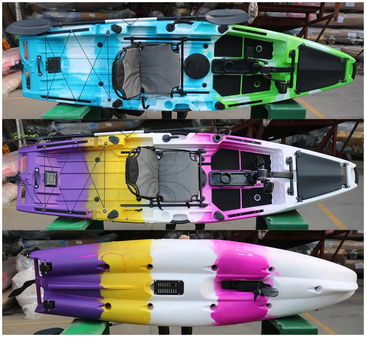

CE Certified LLDPE Hull Material 3.2m Sit-On-Top Electric Pedal Fishing Kayak Single Paddler Ocean Kayak