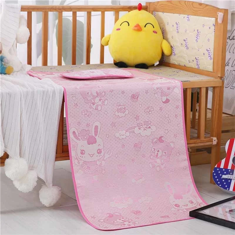 2pcs 120*60 CM Summer Baby Changing Mattress Baby Cooling Mat With Pillow Newborn Ice Silk Sleeping Crib Pad Infant Bedding Set