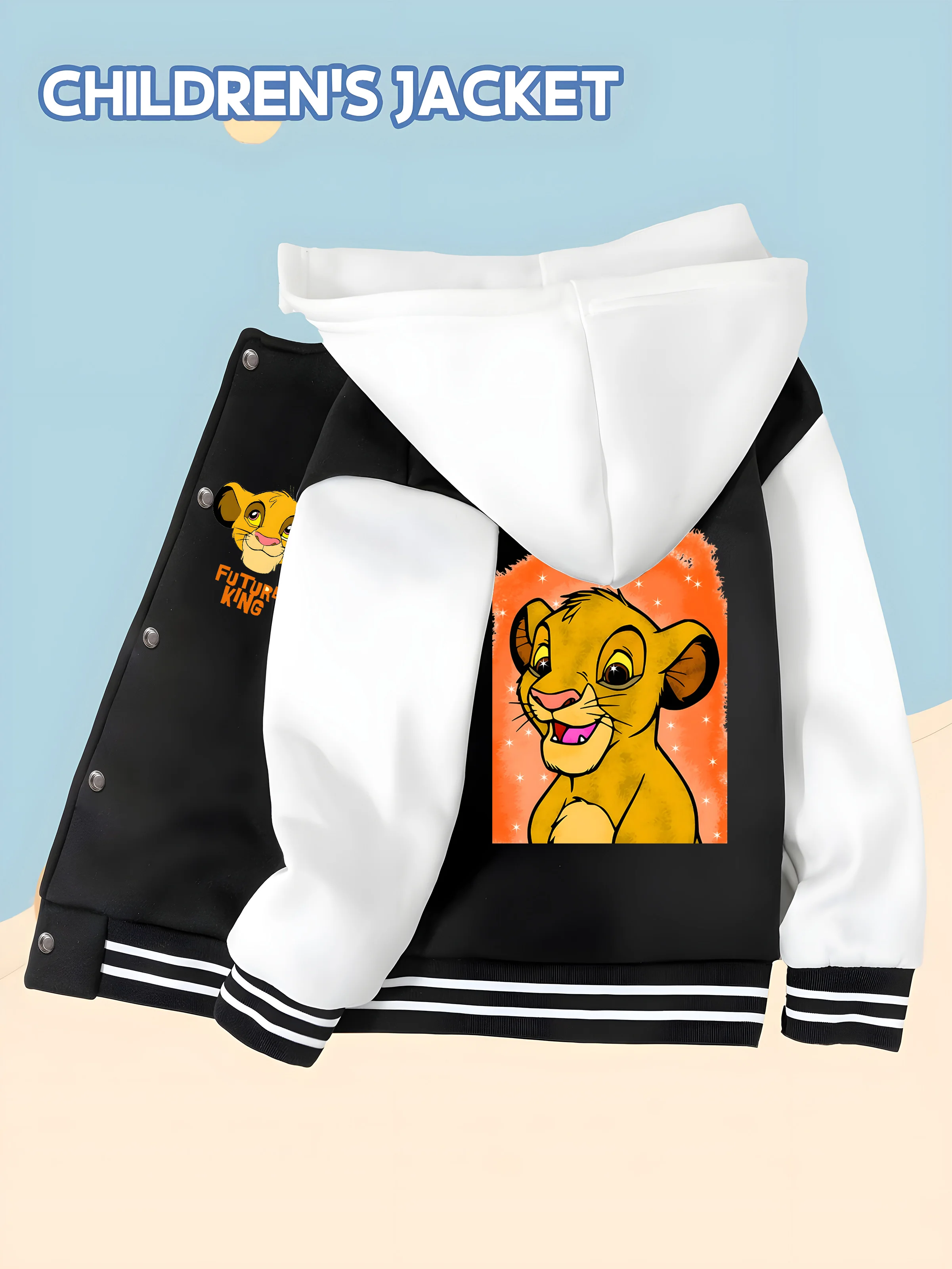 

MINISO Disney The Lion King Simba Boys Baseball Shirt - Double-sided print of the future king Simba, soft and trendy