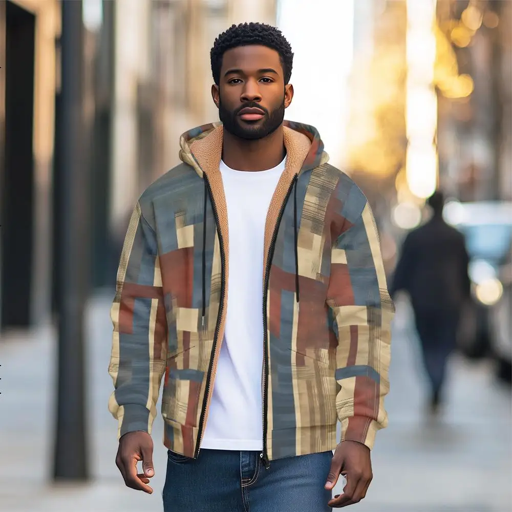 

Experience Ultimate Comfort and Style with Our Men's Hooded Zip-up Jacket, Featuring a Soft Fleece Lining