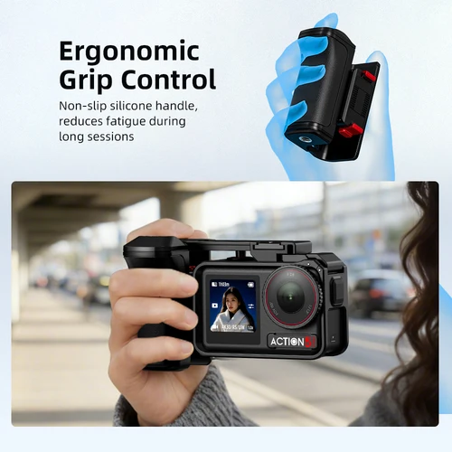 Imagen 2 del producto Empuñadura Flymile Xplorer con Botón de Obturador para DJI Action 5 Pro, Accesorios de Video Vlgo, Compatible con Jaula DJI