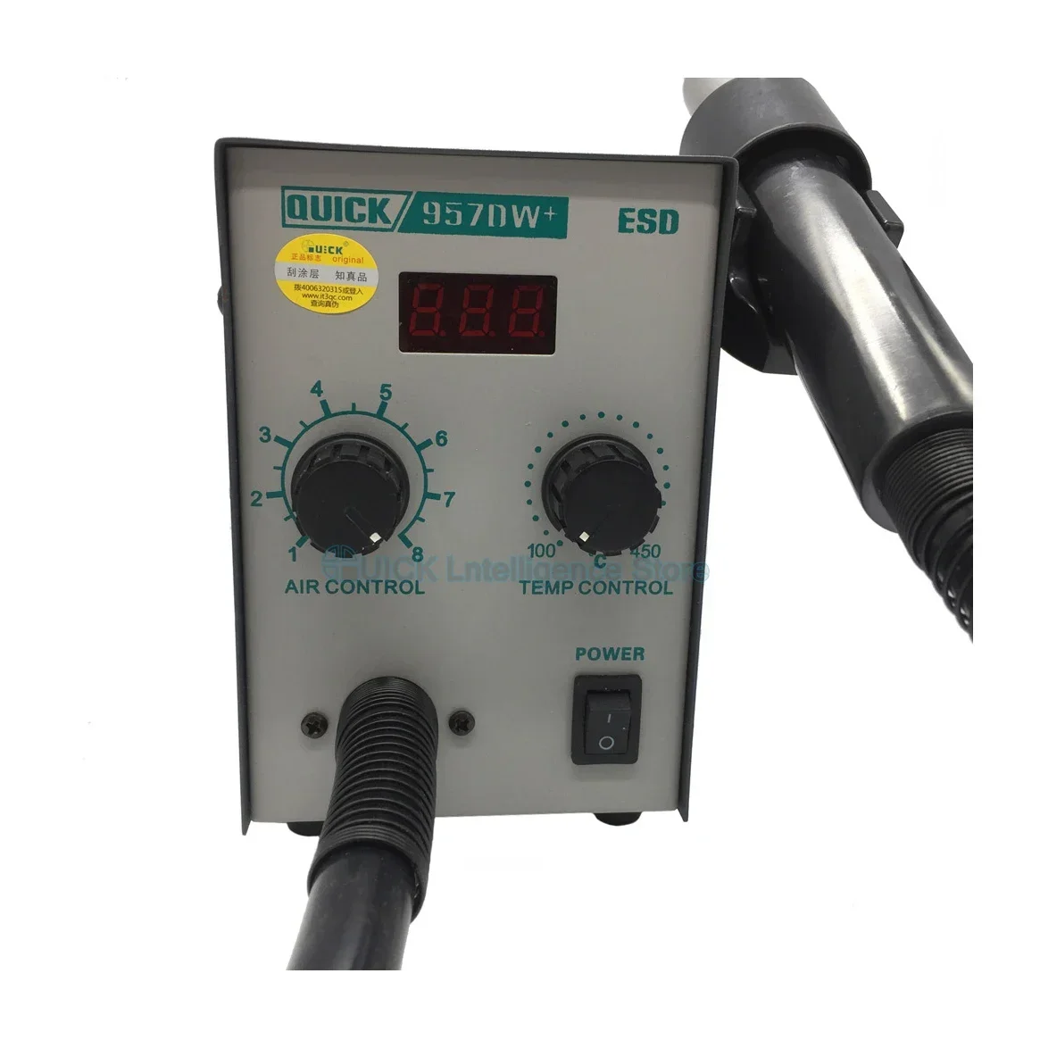 Rework Stations QUICK 957DW+ Hot Air Heat Gun Solder Station 400W LED Display Adjustablewith Welding Station Helical Wind 220V