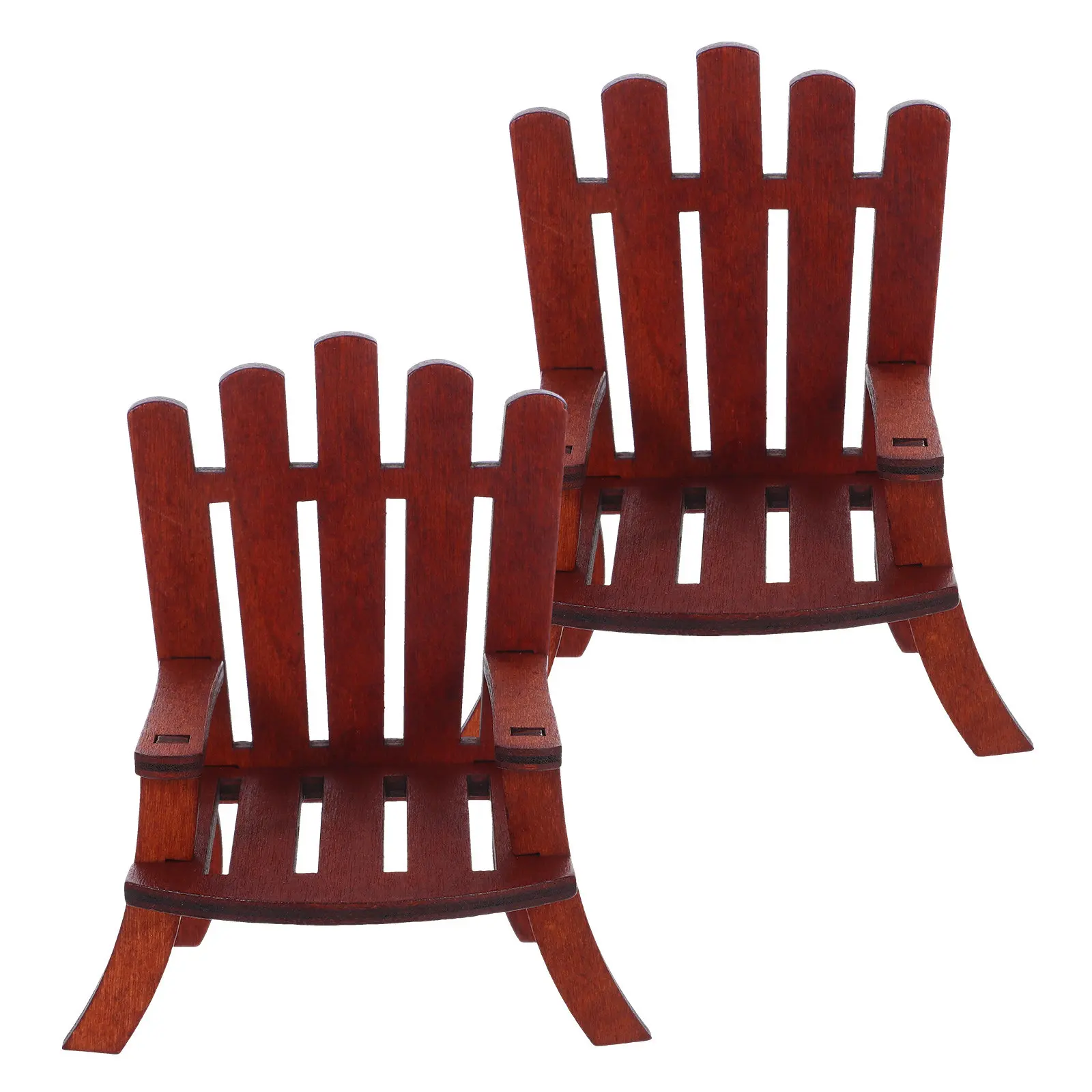 

2Pcs Mini Wooden Beach Chairs Detailed Handcrafted Summer Outdoor Scene Miniature Furniture Accessories Garden Ornaments