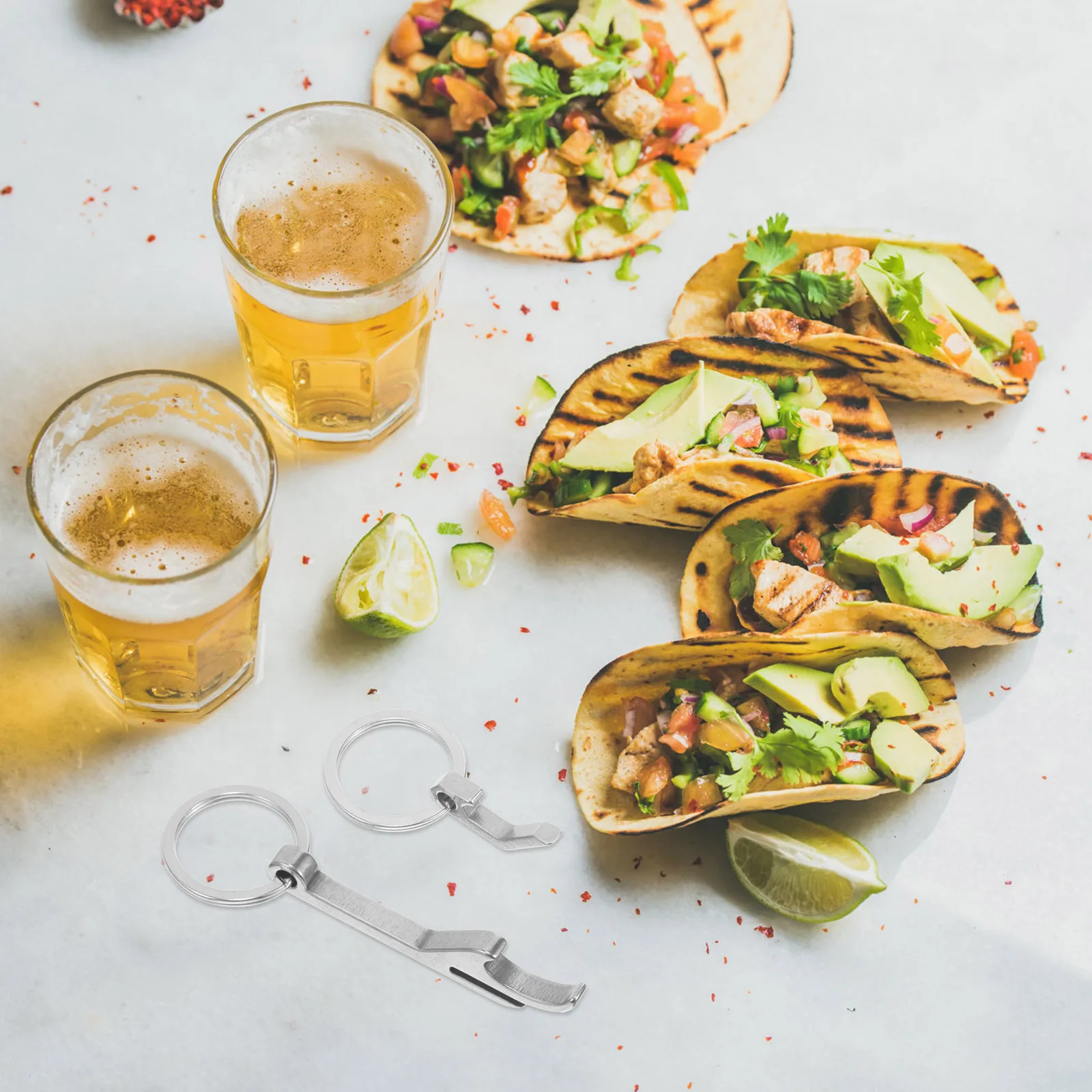 

4Pcs Keychain Bottle Opener Stainless Steel Compact Portable Beer Opener Multifunction Screwdriver Essential Bar Kitchen Tool