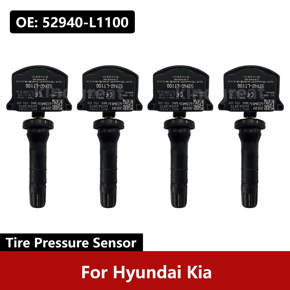 

4 шт./лот для 2019-2020 Hyundai Kia 433 МГц TPMS датчик давления в шинах 52940-L1100 52940 L1100