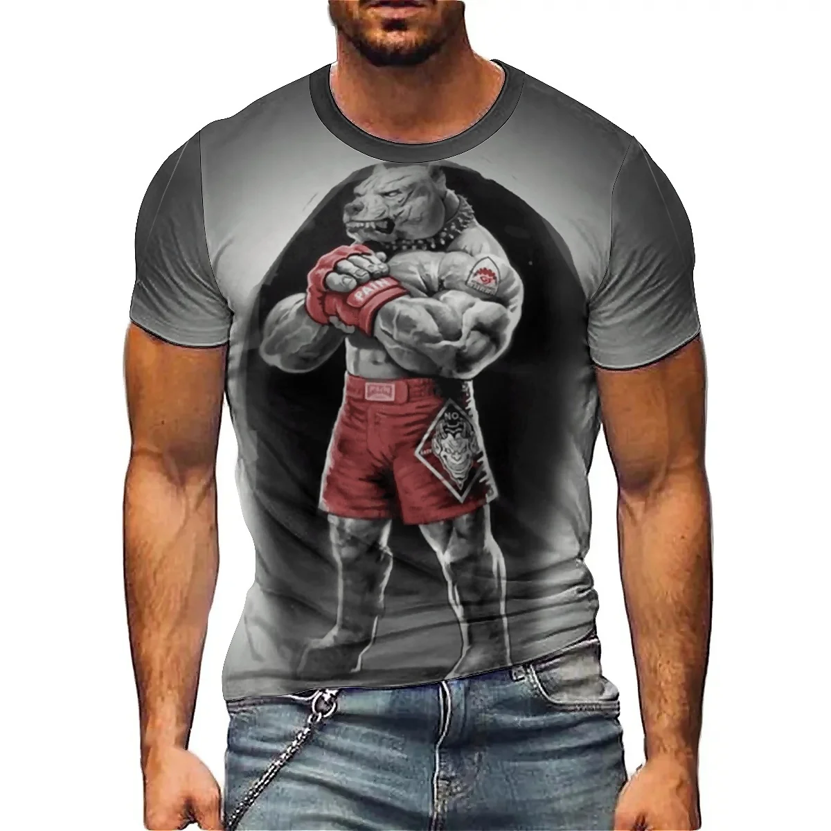 

Men's 3D Printed Short Sleeve T-Shirt - Hawaiian Style Vibrant Color, Loose Fit