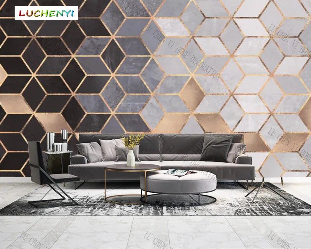 Custom 3d square block geometric abstract luxury wallpaper mural,living room tv wall bedroom home decor KTV bar sticker