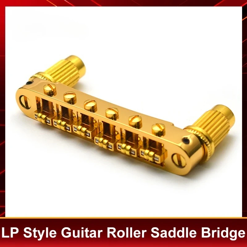Guitar Tune-O-Matic Roller Saddle Bridge for 6 String Electric Gutiar L/P Style Guitar with Locked Post Black/Gold/Chrome