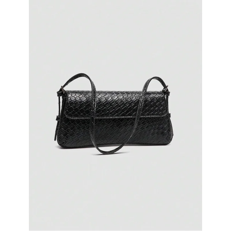 1 قطعة حقيبة يد منقوشة من جلد البولي يوريثان عصرية وبسيطة، حقيبة كتف مناسبة للتسوق والنزهة والحفلات واله #5