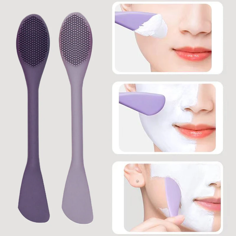 Double Head Silicone Facial Mask Brush Facial Massage Cleaning Brush DIY Mud Film Scraper Facial Care Tool SPA Beauty Salon