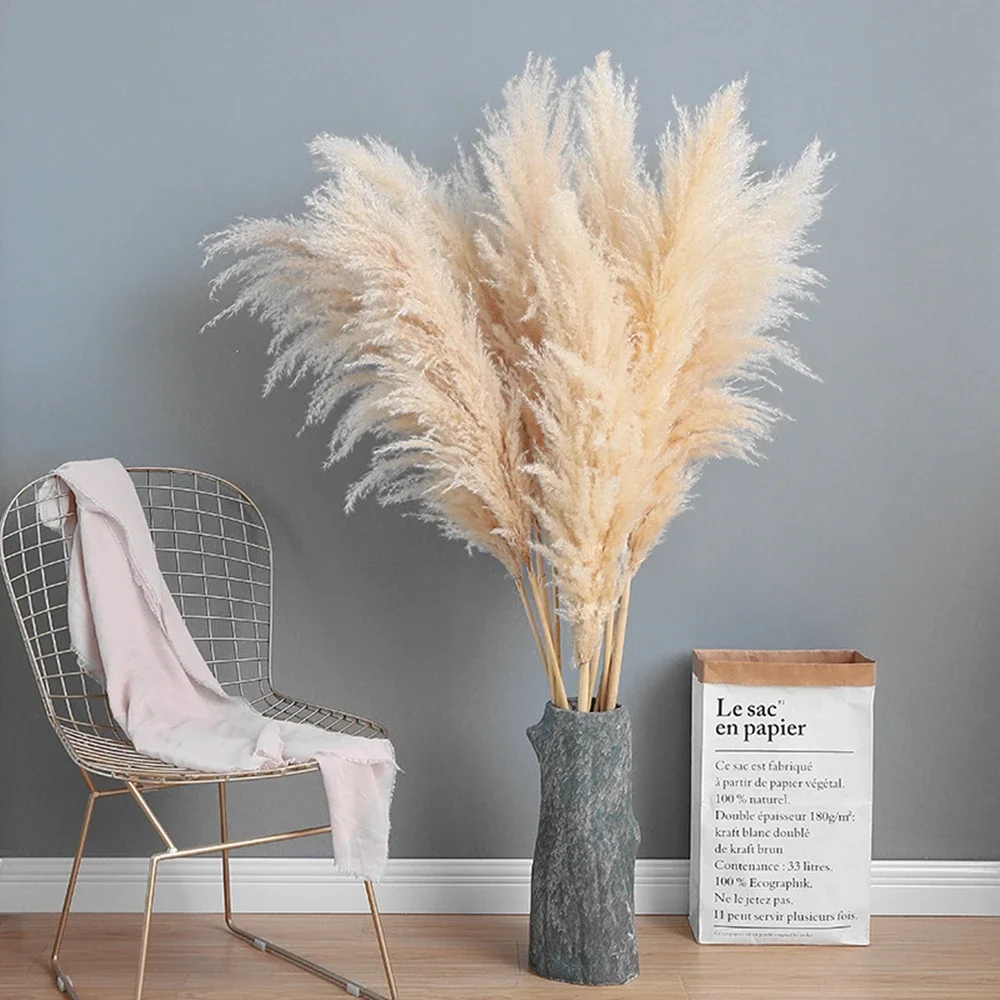 140cm Extra Large Pampas Grass, Fluffy Natural Dried Flower Bouquet, Tall Flower Decor for Boho Home, Vintage Wedding Decoration