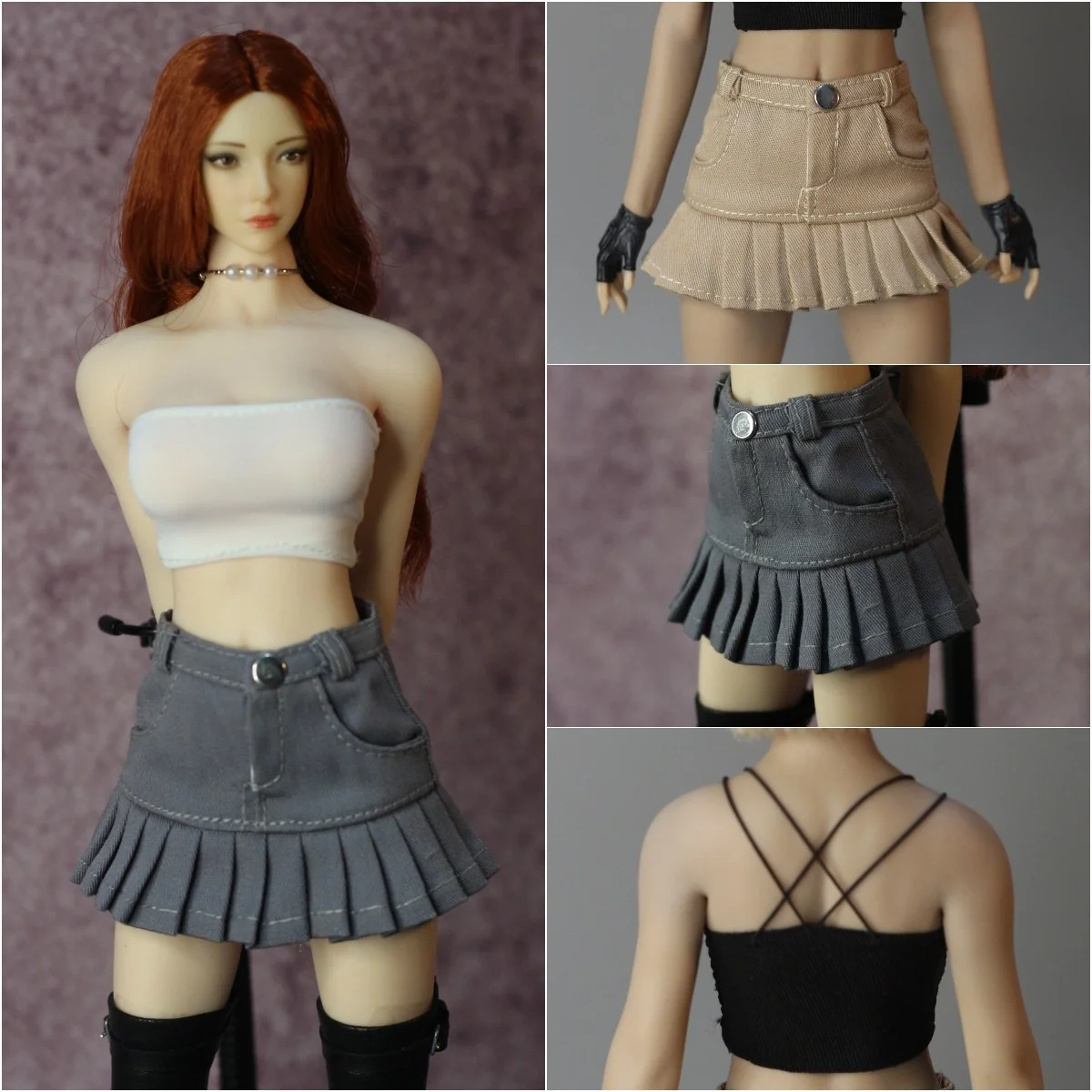 

1/6 Scale Female soldier clothing Pleated skirt Vest JK suit Model for 12 inches Tbl Ph Solider Action Figure