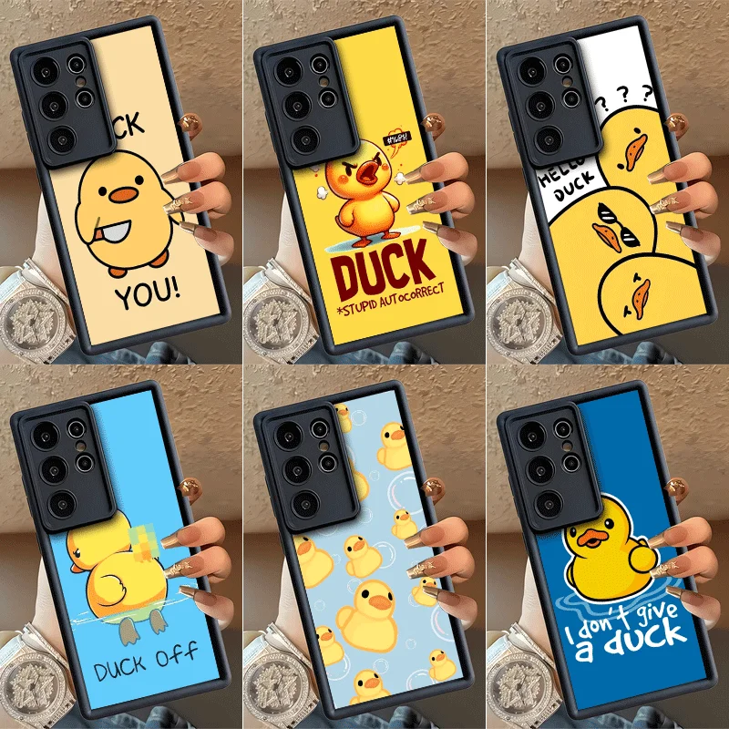 Funny Cute Cartoon Duck Shockproof Phone Case For Samsung Galaxy S23 S24 S25 S26 Ultra S21 FE S20 Plus 5G Silicone Cover