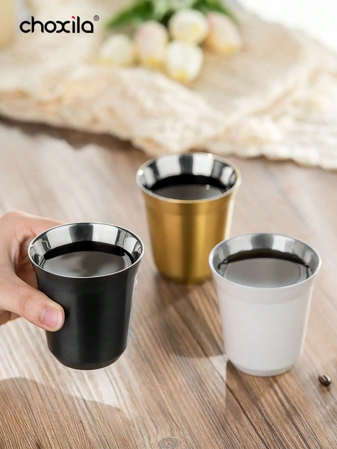 1pc Coffee Mug, Stainless Steel Hand Drip Coffee Cup, Mugs, tazas para café, 80ml Cup, Tea Cup