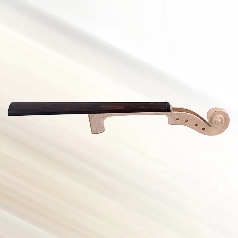 

Unfinished Violin Neck Solid Ebony Fingerboard Black Hand Carved Scroll 4 String Holes Violin Builder Parts