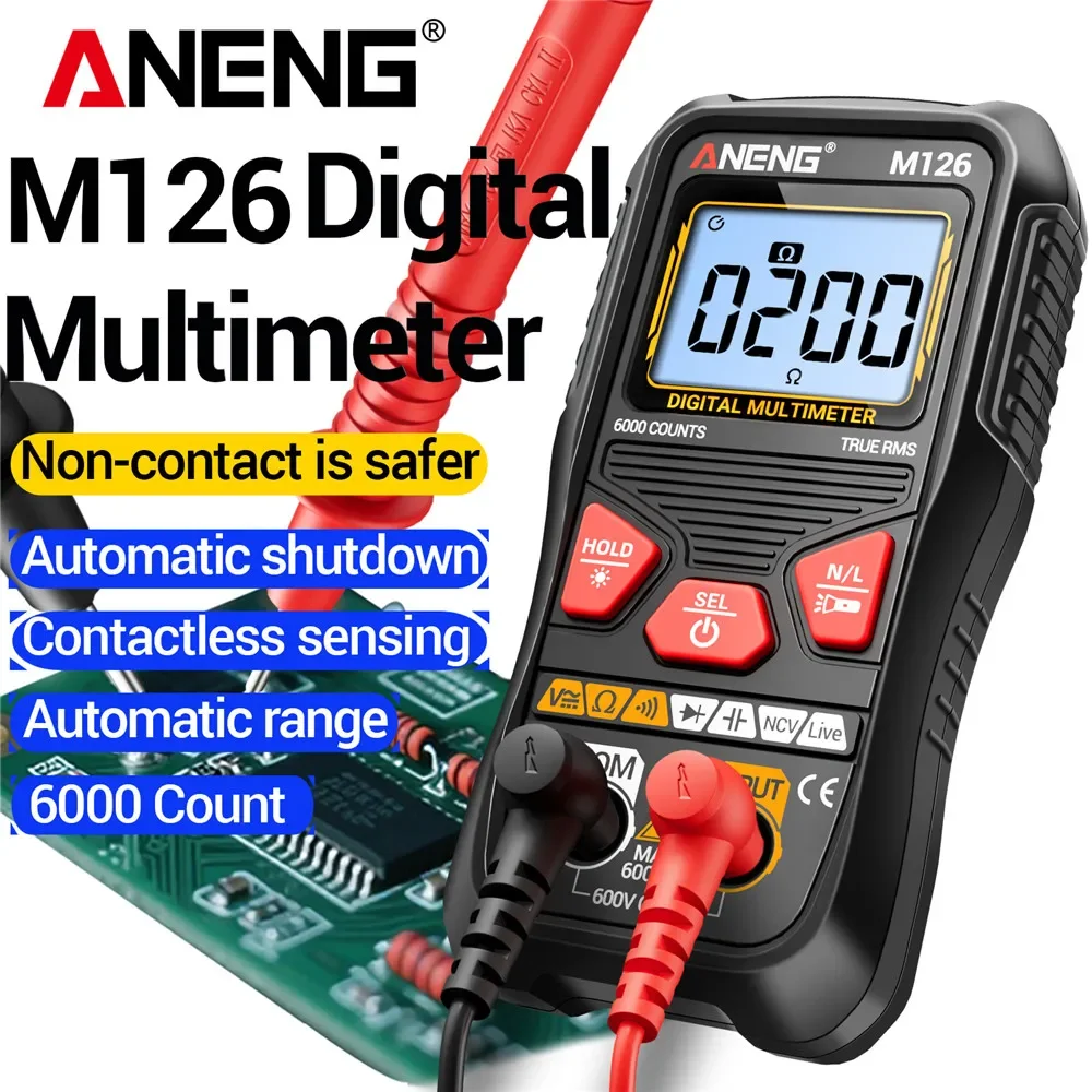 ANENG Mini Multimeter Automatic Range Digital Tester M126 Non-comtacat 6000 Counts High Precision Voltmeter Resistance Detector