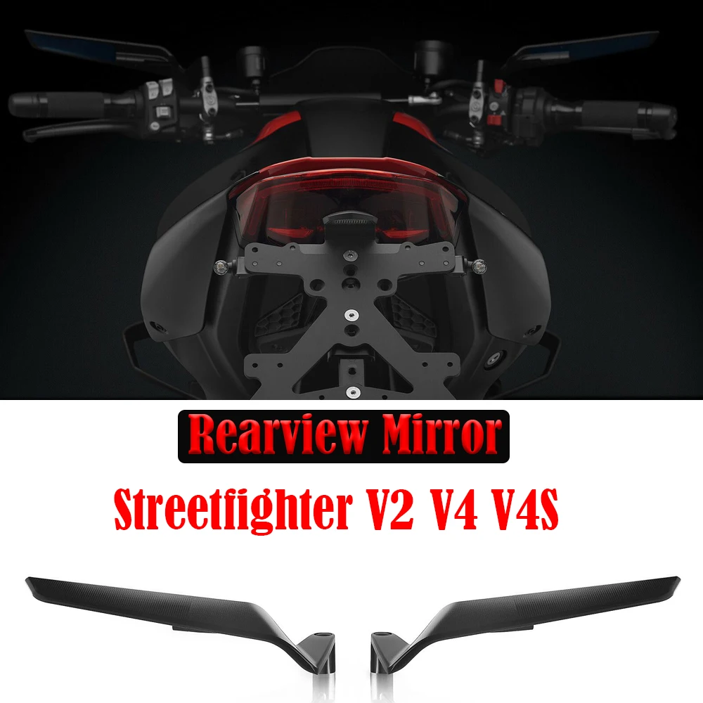 Streetfighter V2 V4 Motorcycle Stealth Mirrors Adjustable Sports Wind Wing Rear View Mirror For Ducati Streetfighter V2 V4 V4S