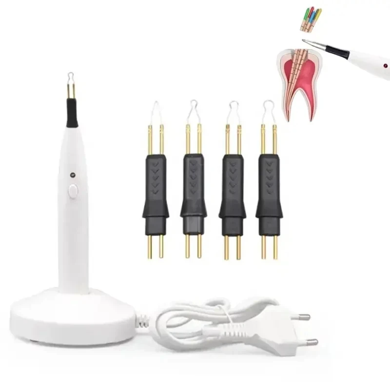 Dental Wireless Gutta Cutter Heating Pen with 4 Types GC Tips EU/US Plug Rechargeable Handpiece for Root Canal Treatment