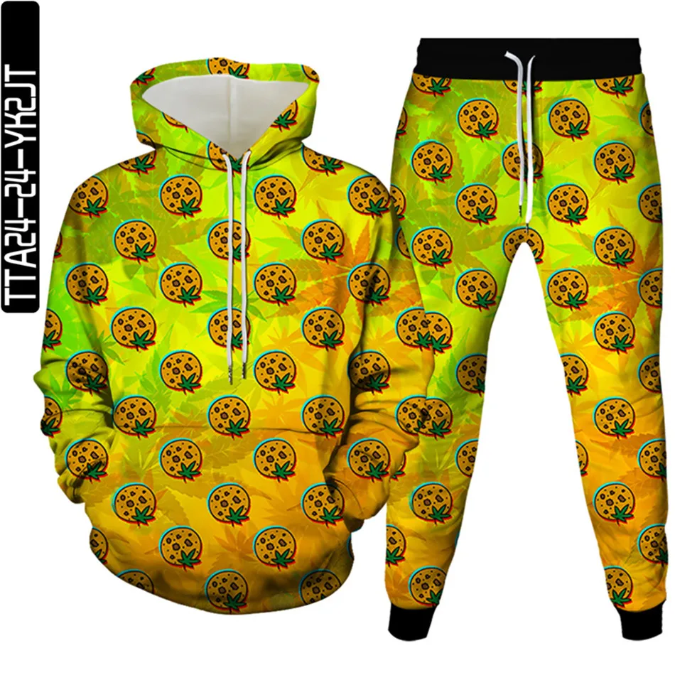 Obst Orange Banane Wassermelone Birne Ananas Avocado Trainingsanzug Männer Kleidung Hoodies Jogginghose 2-teiliges Homme Kostüm Größe S-6XL