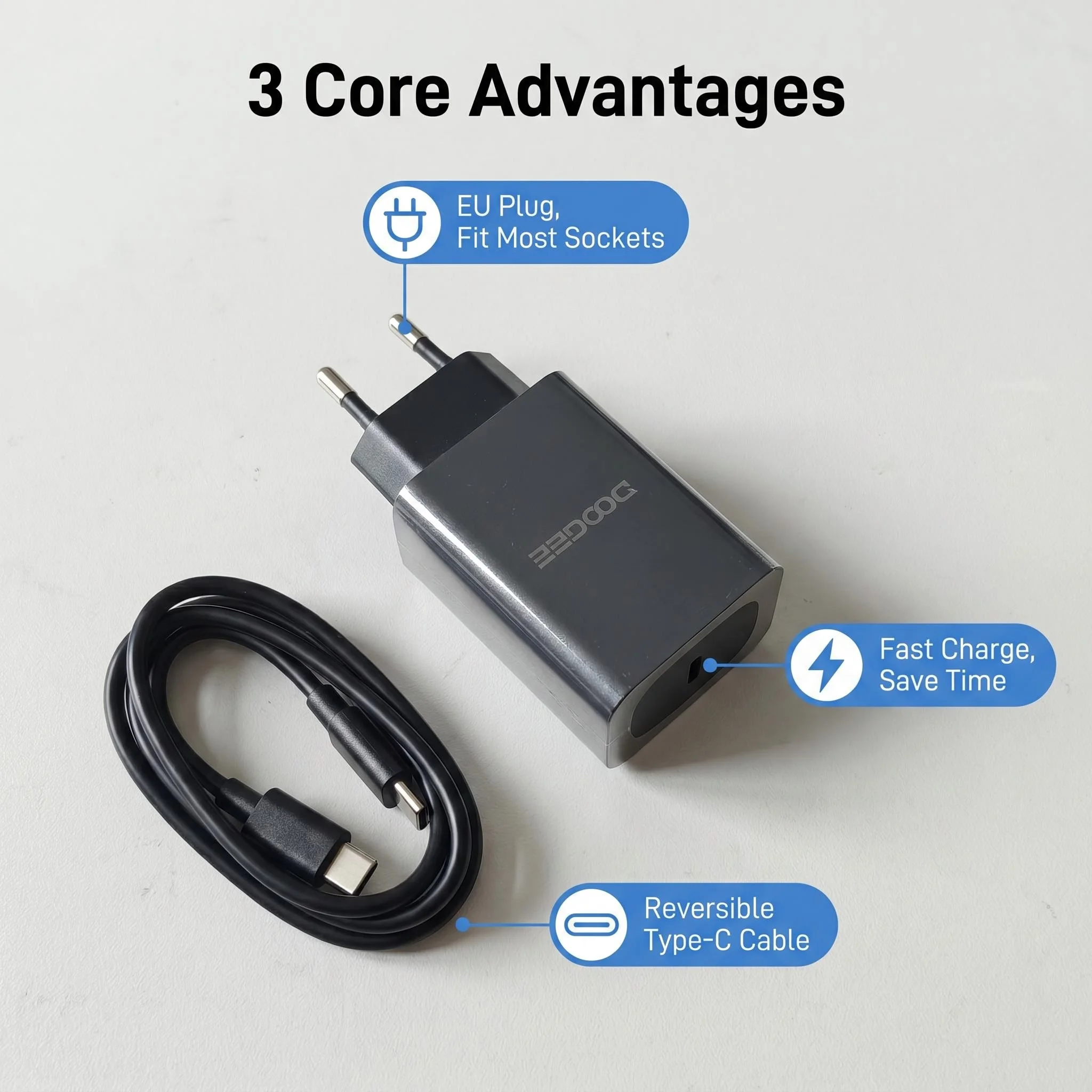 Original High-Speed Charger Bundle Set for V40 Pro/V40 with 33W Power Adapter And Type-C USB Cable Black Fast Charging Kit