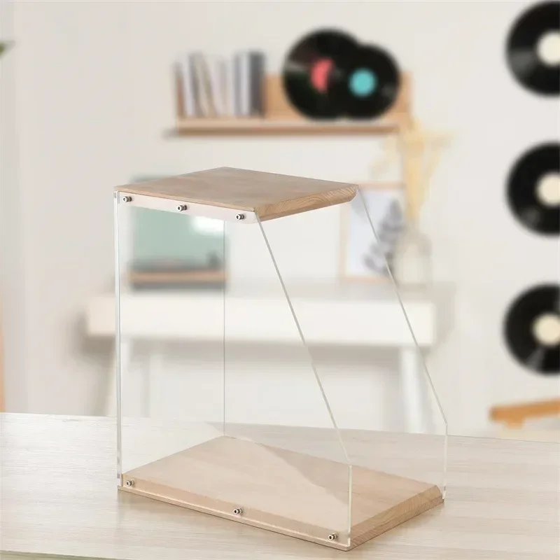 Wooden Record Storage Rack Desktop Decoration Transparent Vinyl Record Display Holder