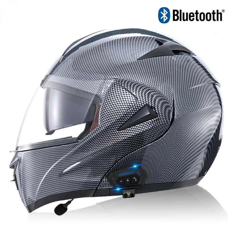 Motorcycle Flip Helmet with Bluetooth Visor Dual Lens Professional Racing Motorbike Helmet Full Face Helmets Cascos Para Moto