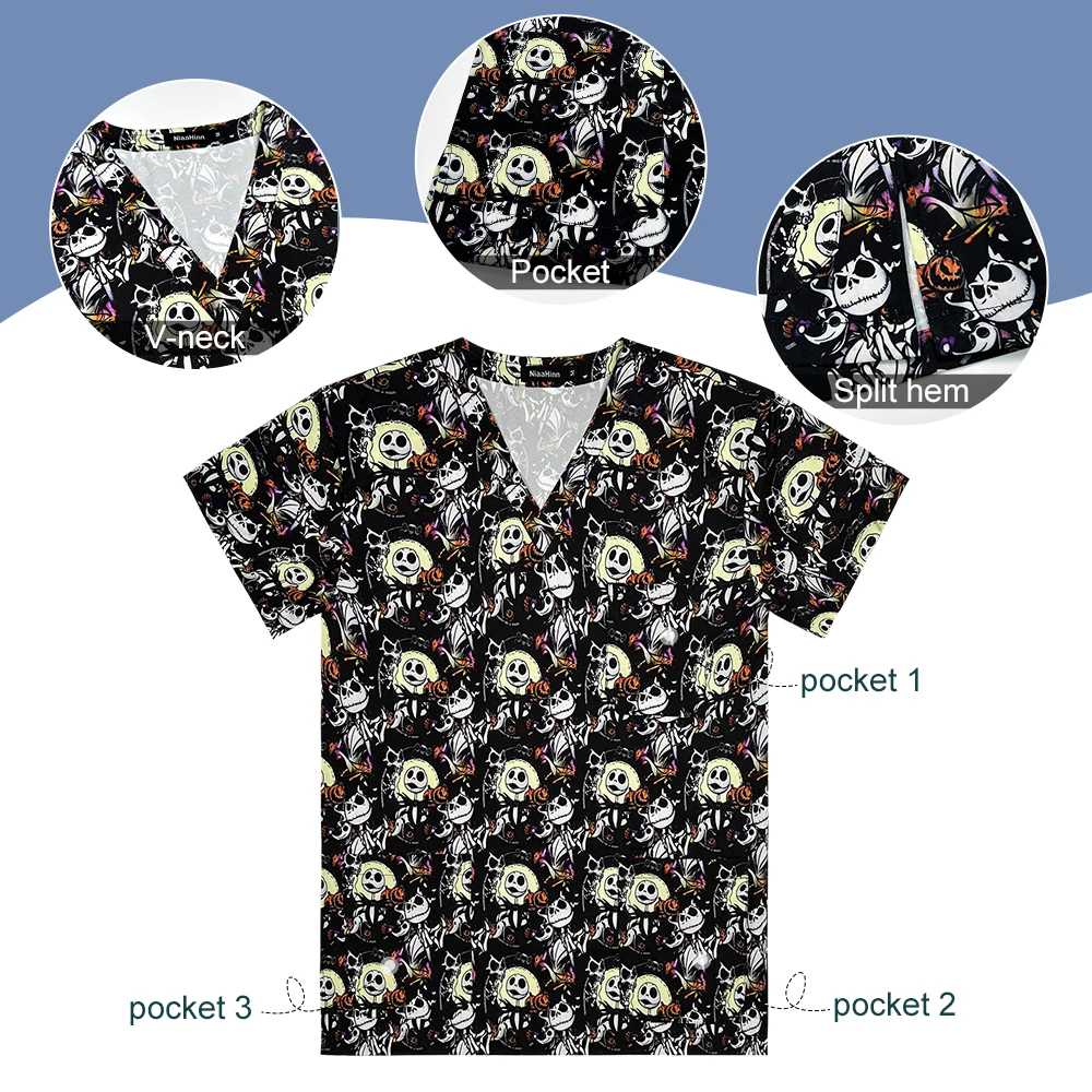 Disfraces de Halloween con uniforme de bolsillo, ropa médica de limpieza de enfermería para mujeres y hombres, bata quirúrgica, blusa médica de alta calidad