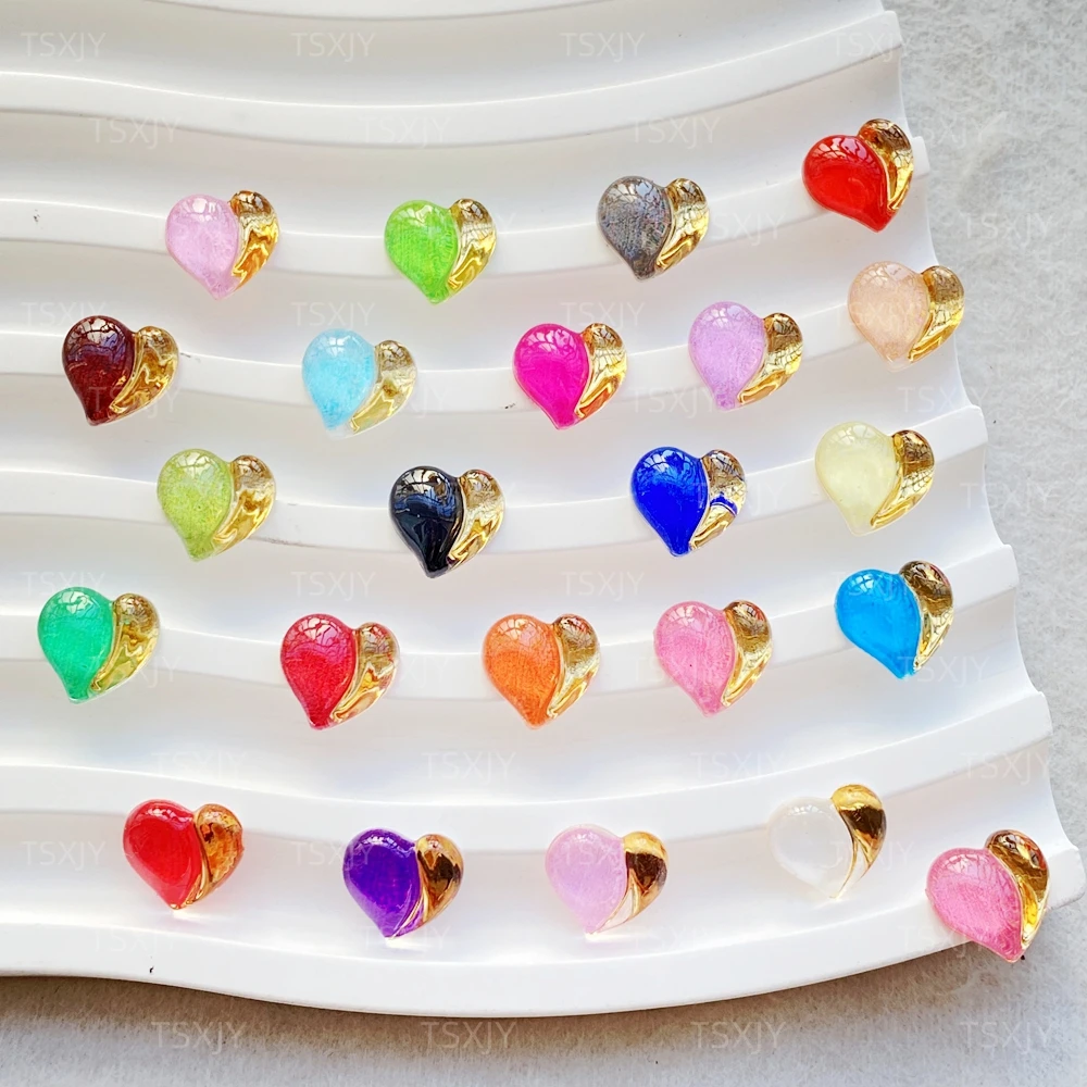 50Pcs Mixed Nail Art Resin Cute Mini Colorful Shining Love Charms Rhinestones DIY Craft For Nail 3D Decorations Jewelry