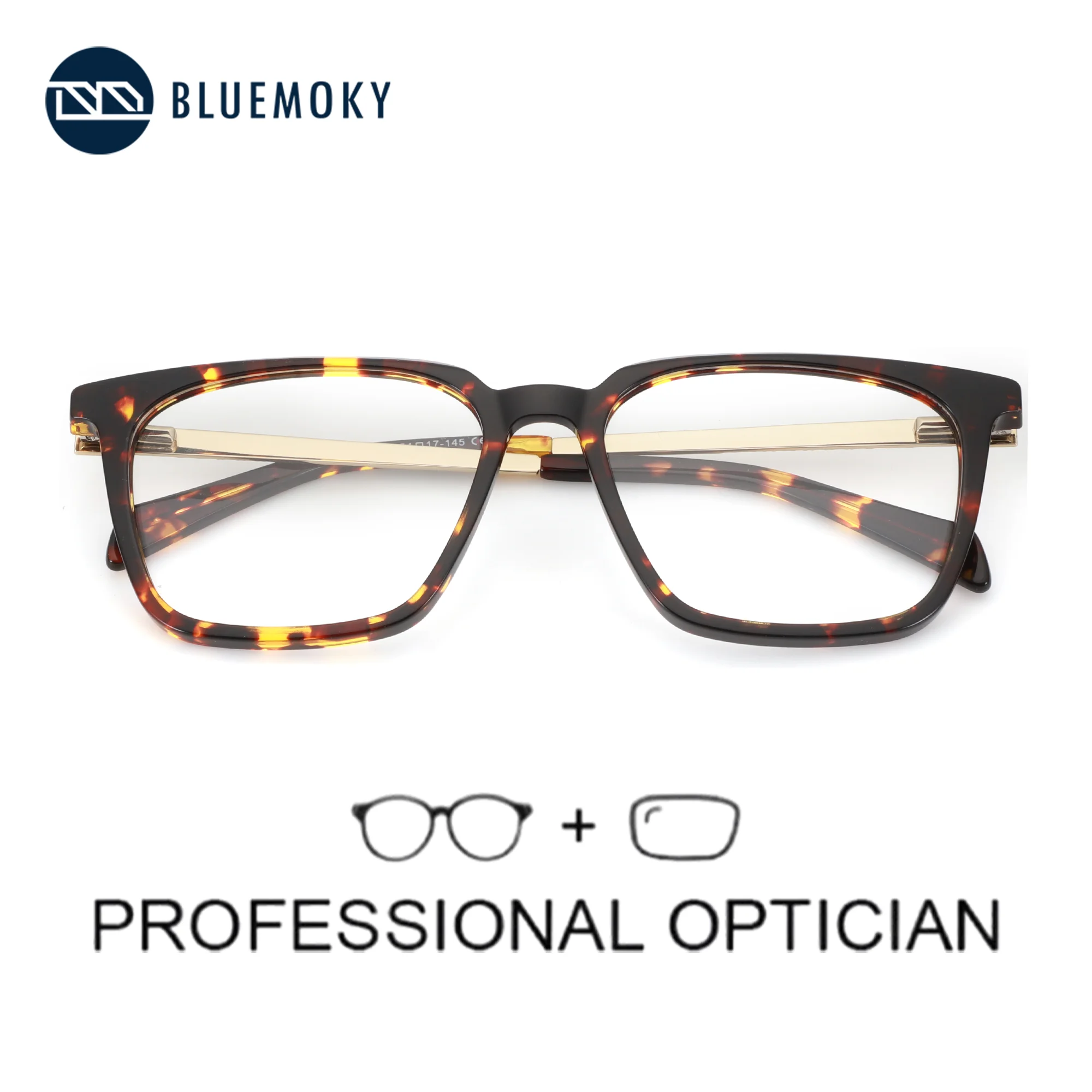 

BLUEMOKY（L Size）Fashion Acetate&Metal Prescription Glasses For Women Square Anti Blue Light Progressive Optical Eyeglasses