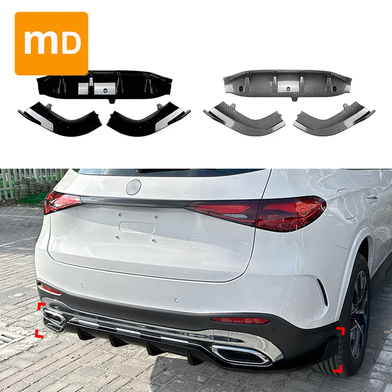 For 2023+ Mercedes Benz GLC Class X254 GLC260 300 Black Rear Bumper Diffuser Spoiler Lip Splitter Guard Car Accessories Upgrade