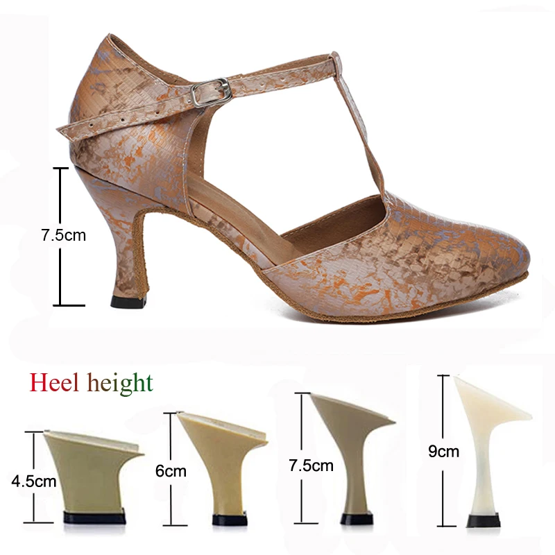 Latin Dance Shoes Women Ballroom Party Dancing Shoes Khaki Fancy Salsa Tango Girls High Heels Jazz Dance Closed Toe Sneakers