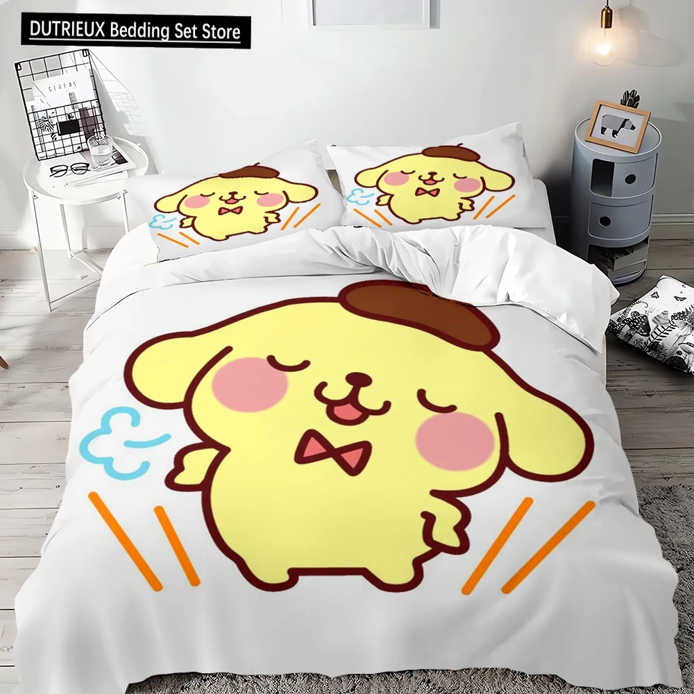 

Pompompurin Duvet Cover 2pc3pc Single Double Bed King Size Needlework Pillowcase Quilt Cover Multi-piece Bedding Set